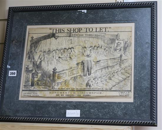 A Victorian lithographic caricature This Shop To Let, Monumentum Circumspice 27 x 41cm